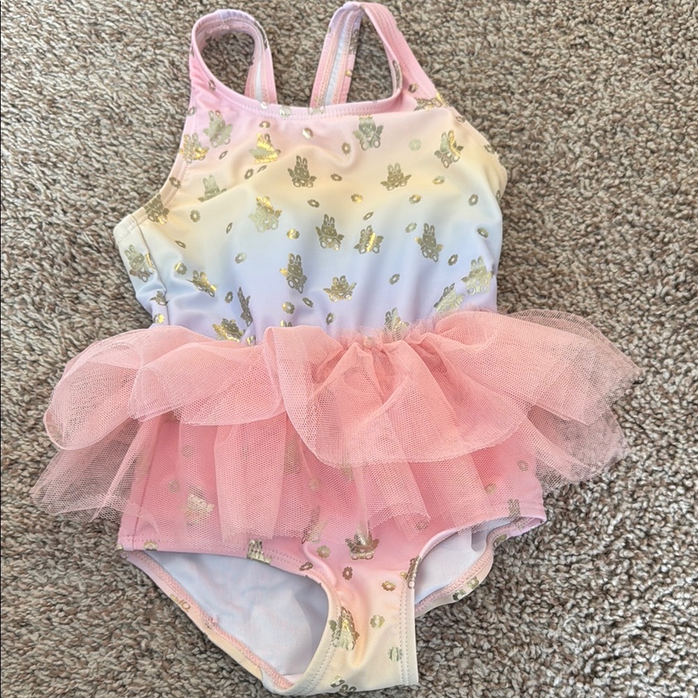Pink and Gold Tutu Swimsuit